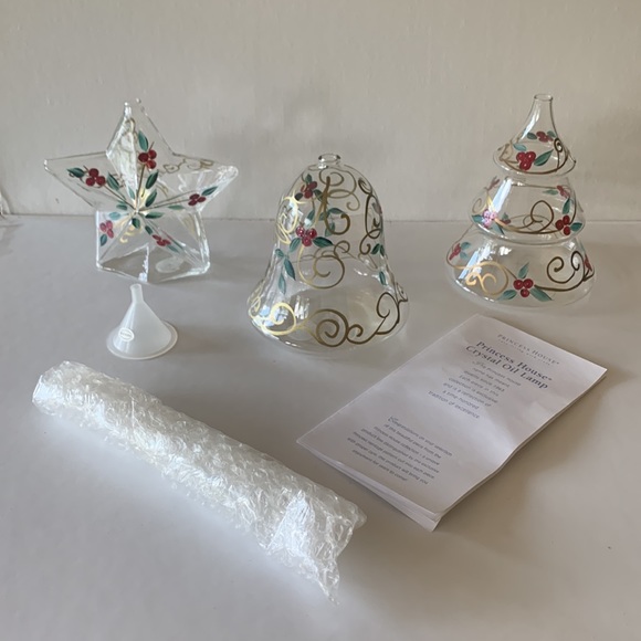NEW Princess House Christmas Oil Lamps Set of 3 Tree, Bell & Star #6475 - Picture 1 of 8